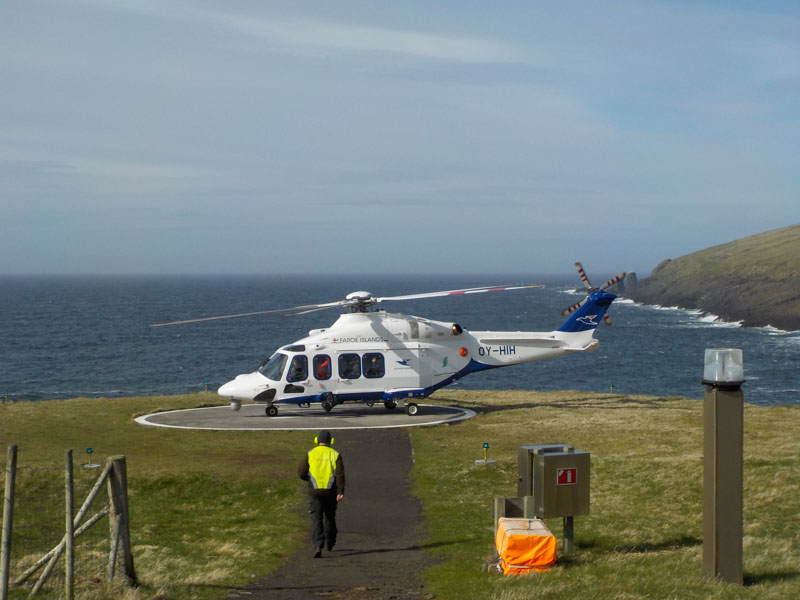 Helicopter on Mykines island