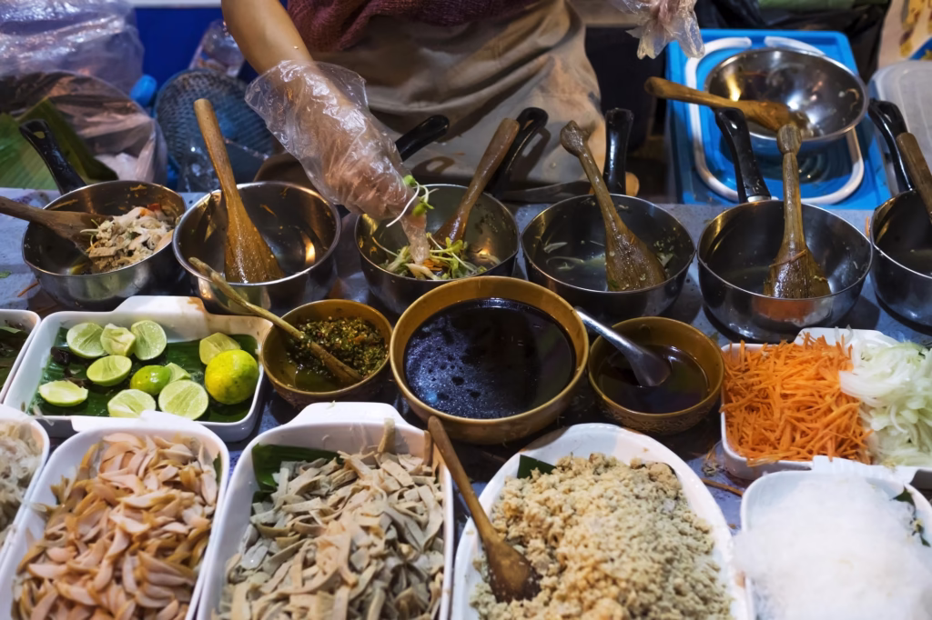 Thai cooking class in Bangkok — preparing pad thai and curries