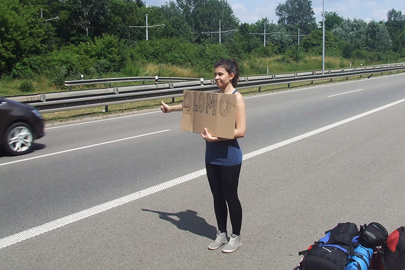 hitchhiker by the road