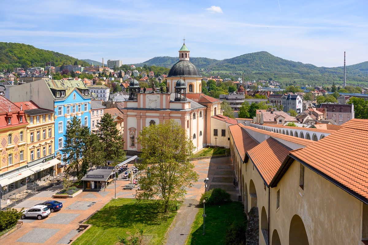 Church of the Exaltation of the Holy Cross and Křížová Street