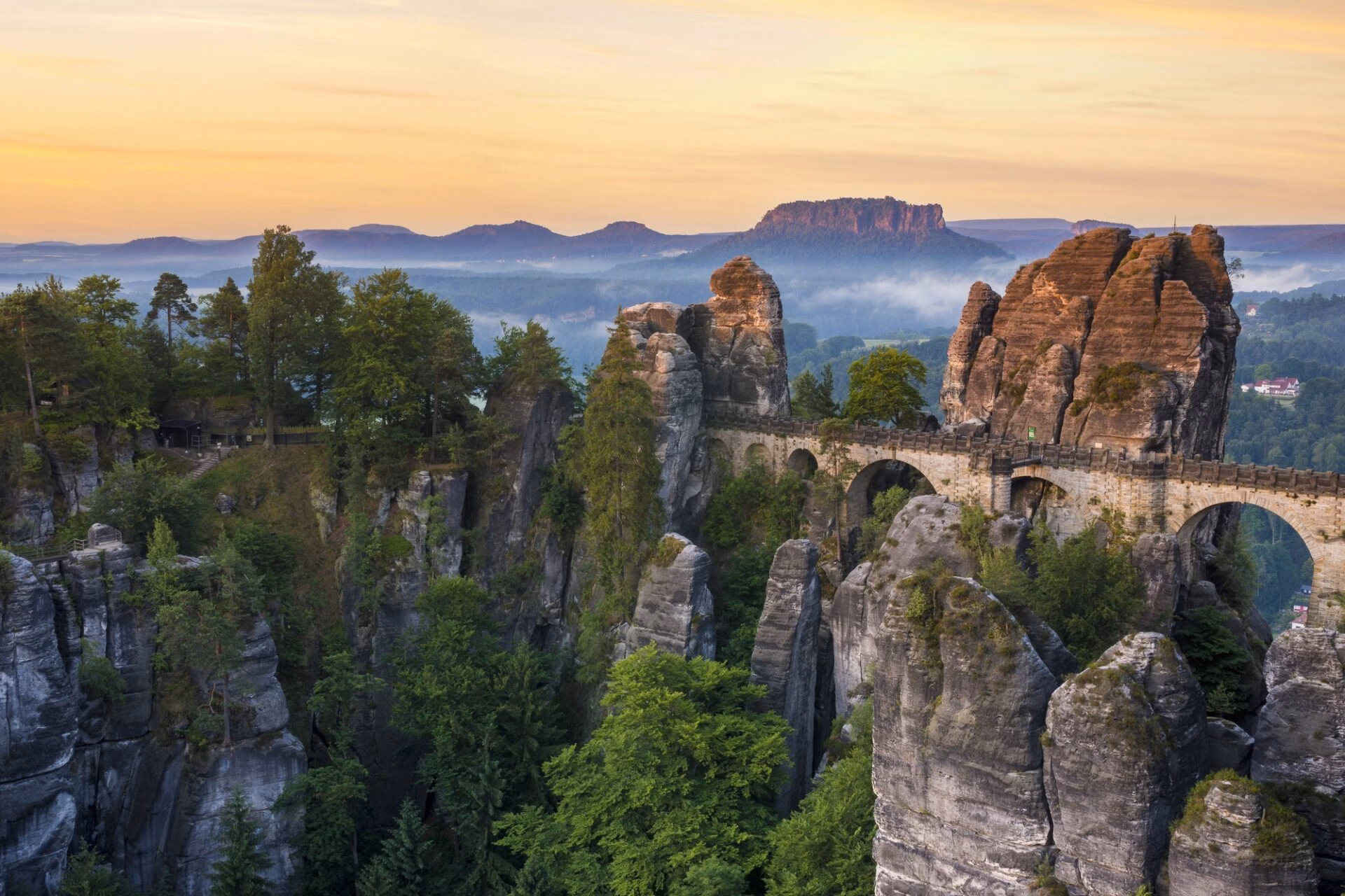Bastei – rock bridge in Saxon Switzerland National Park near Pirna