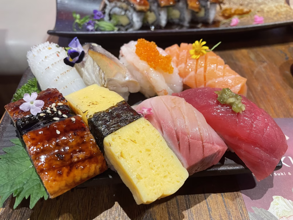 Sushi platter at a Bangkok Japanese restaurant