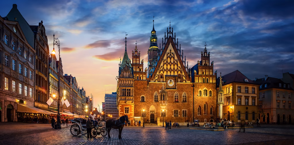 Wroclaw's main market square (Rynek) in the historic Old Town, Poland