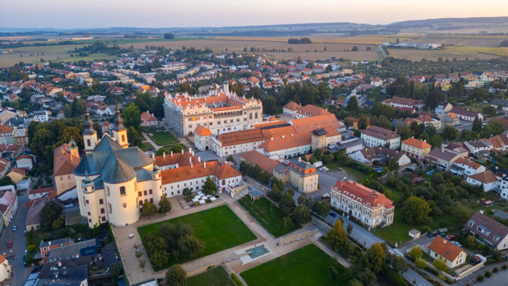 Aerial view of Litomyšl château and the surrounding historic town