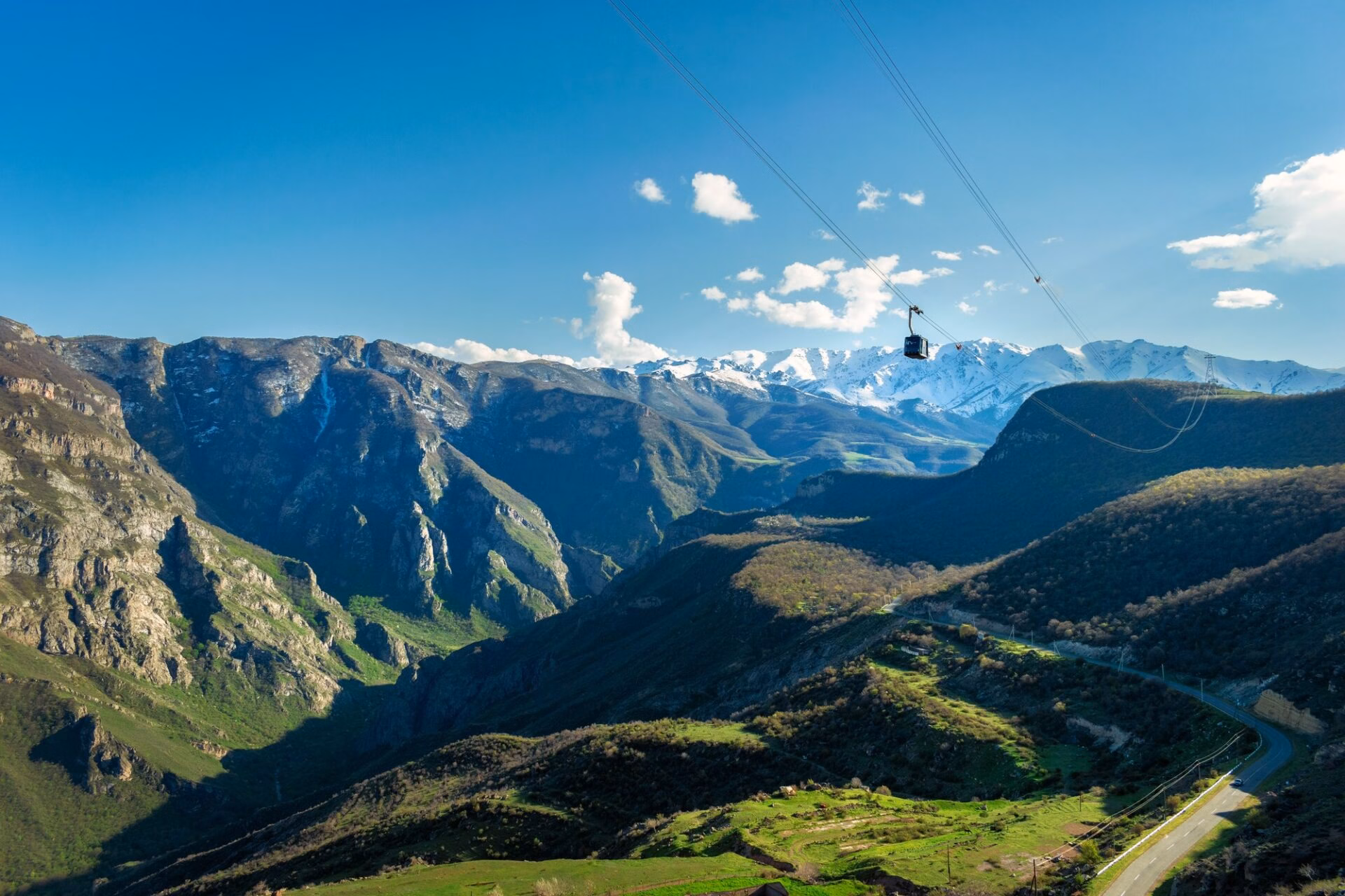The Wings of Tatev cable car over the Vorotan River canyon, the world's longest reversible cable car