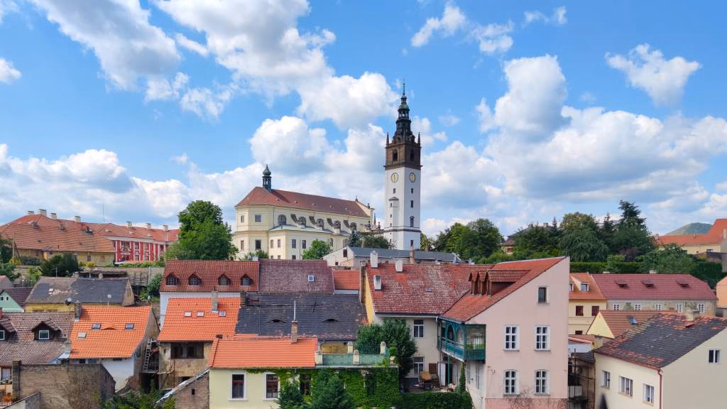 Cathedral Hill in Litoměřice with St Stephen's Cathedral above the Bohemian Central Highlands