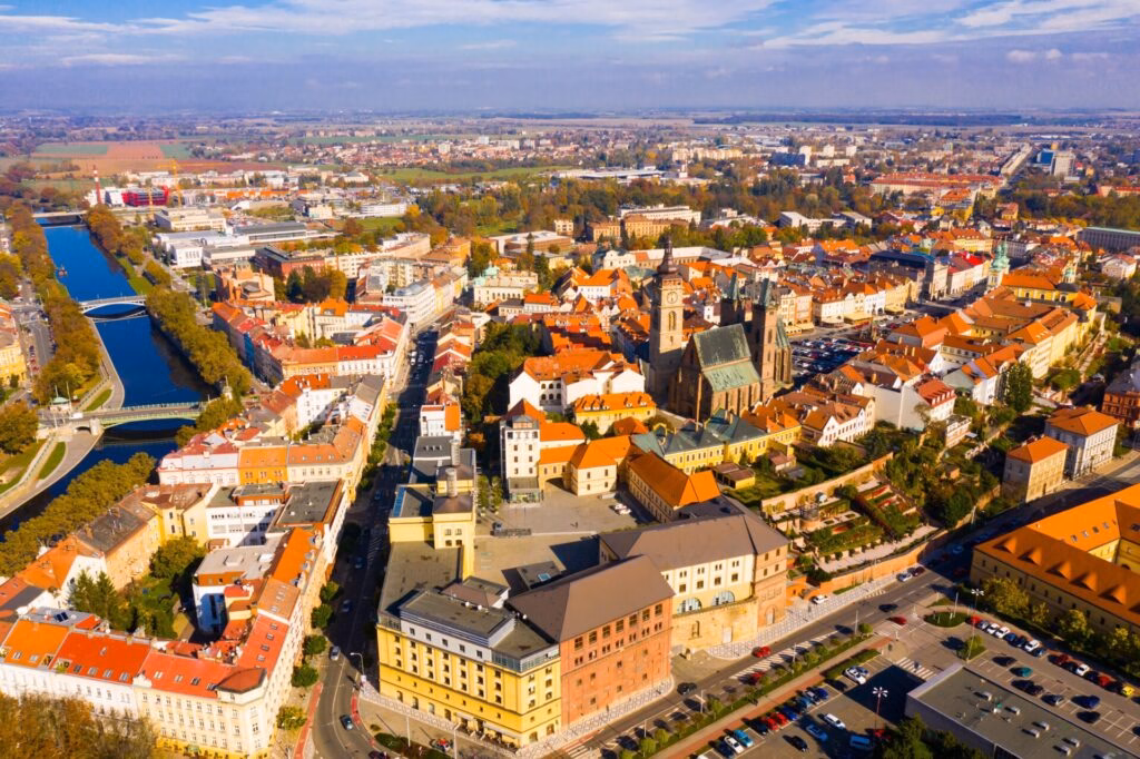 Aerial view of Hradec Králové, nicknamed the Salon of the Republic