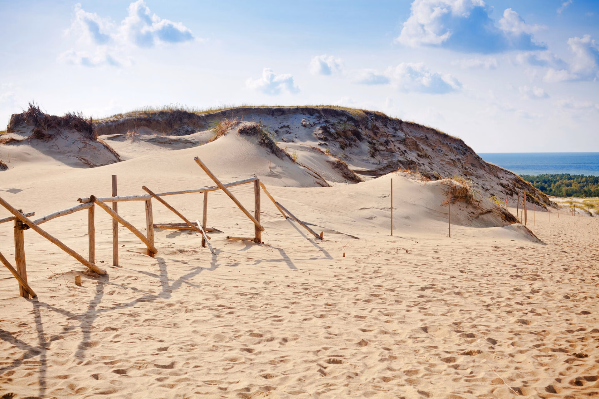 Grey dunes on the Curonian Spit, a protected sand ridge above the Baltic Sea