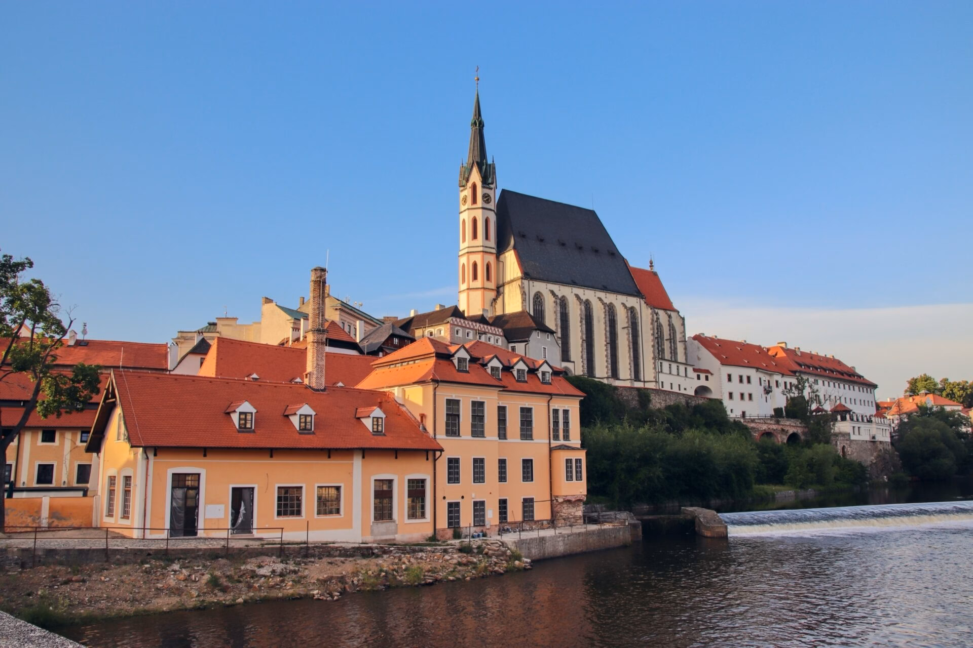 St Vitus's Church Gothic Church of St Vitus in Cesky Krumlov above the Vltava river