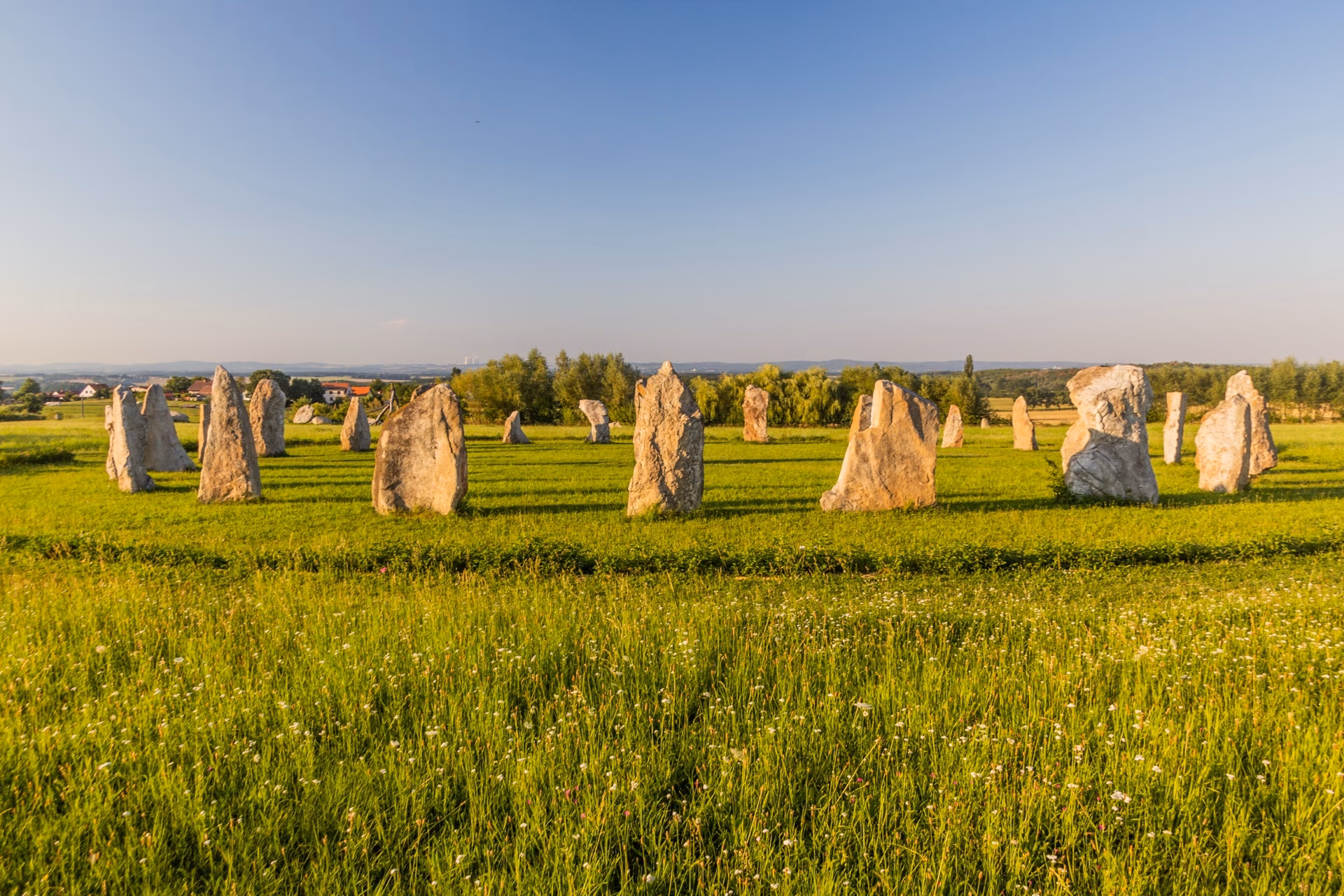 Holašovice's Stonehenge, a circle of twenty-five granite menhirs near the village of Holašovice