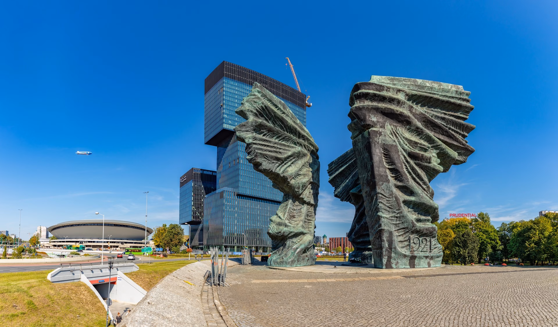 The Monument to the Silesian Insurgents in Katowice with three bronze wings