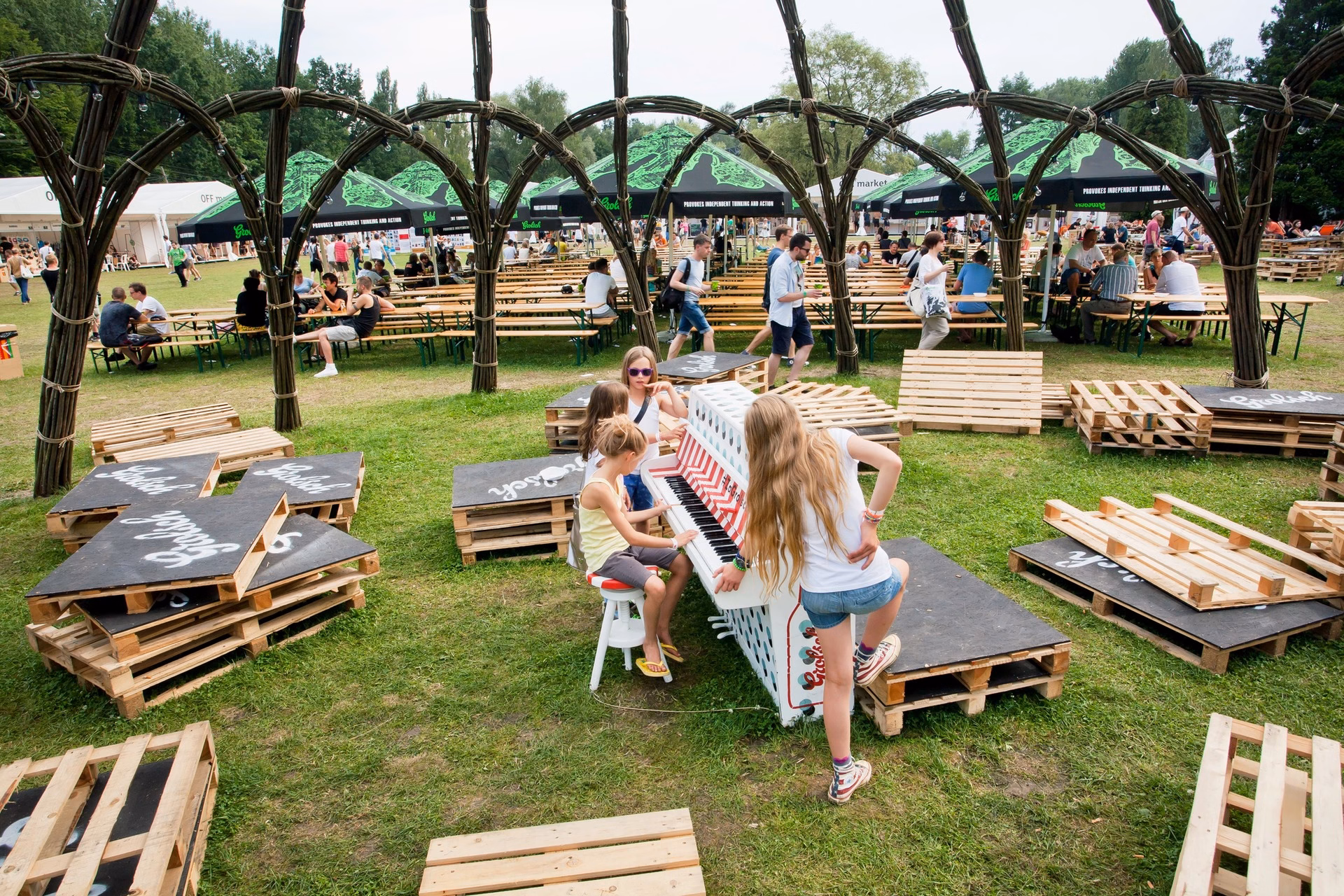 Summer festival atmosphere in Katowice with open-air seating