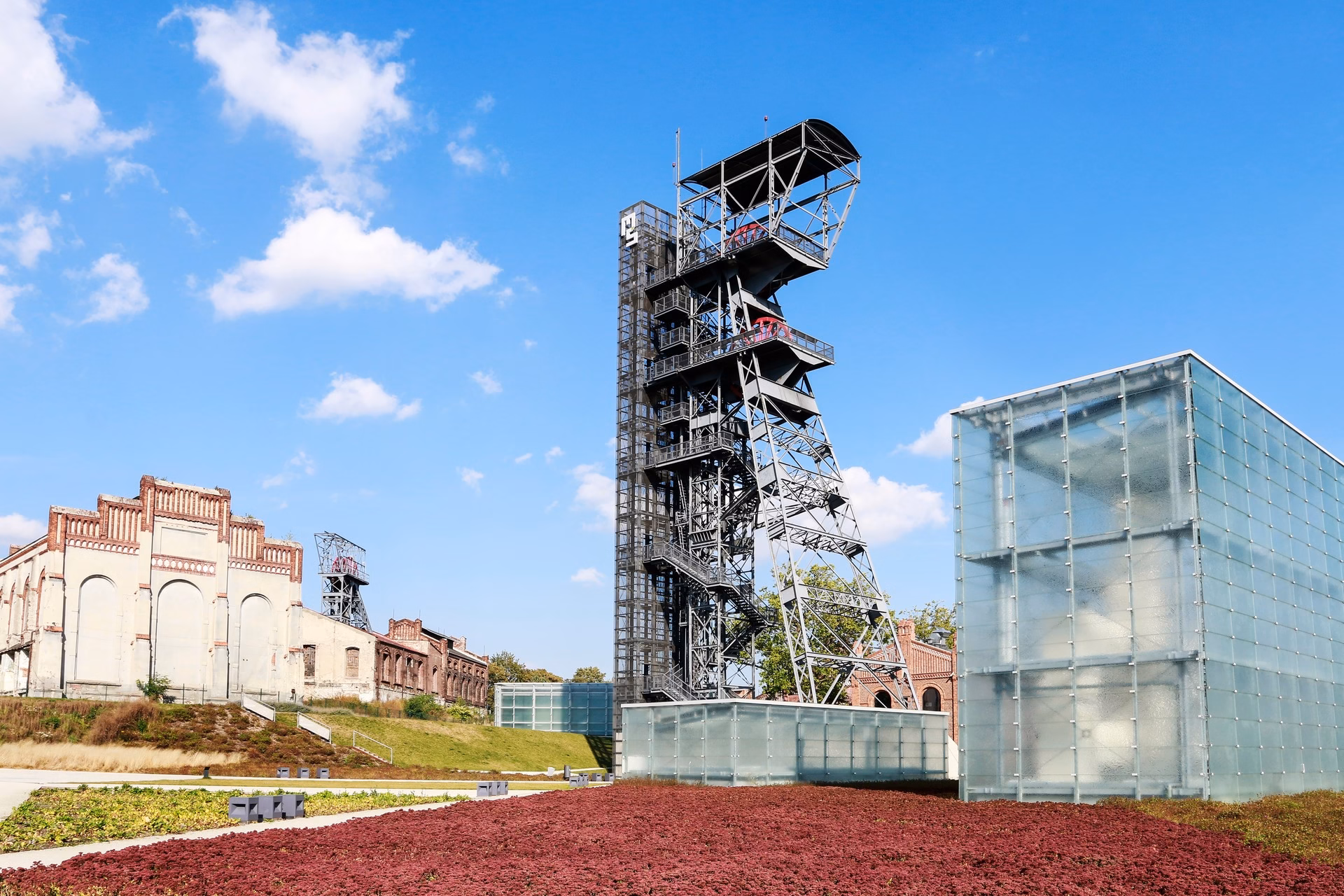 The Silesian Museum viewing tower in Katowice, a former mine winding tower