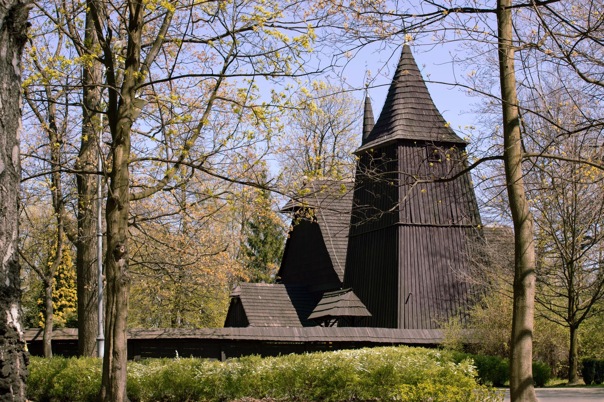 The wooden Church of St Michael the Archangel in Kościuszko Park, Katowice